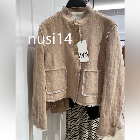 ZARA SHORT 100% LINEN JACKET ZW COLLECTION $129.00 Size XS NWT - Picture 12 of 13